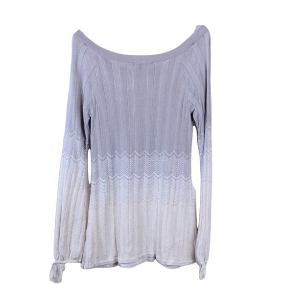 WHBM Ombre Knit Sweater in Heather Grey, White and Metalic Silver Size Small - Picture 5 of 10